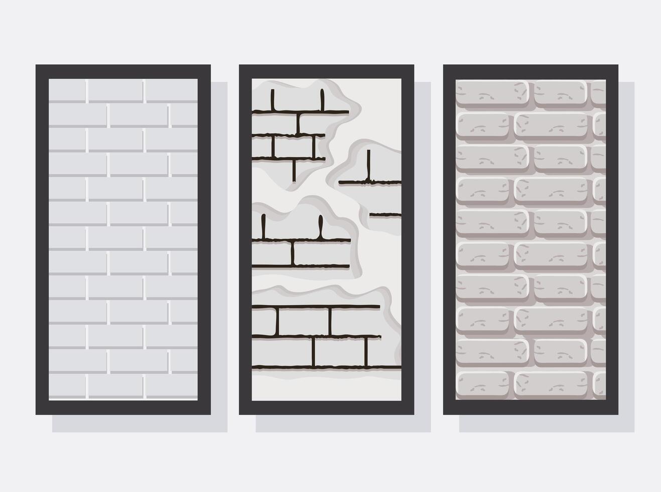 three gray walls structures vector