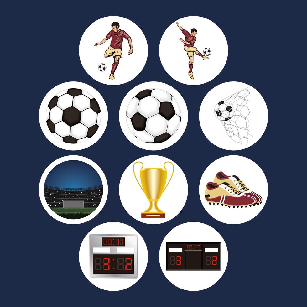 ten soccer items 3751053 Vector Art at Vecteezy