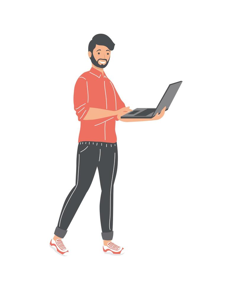 man with laptop vector