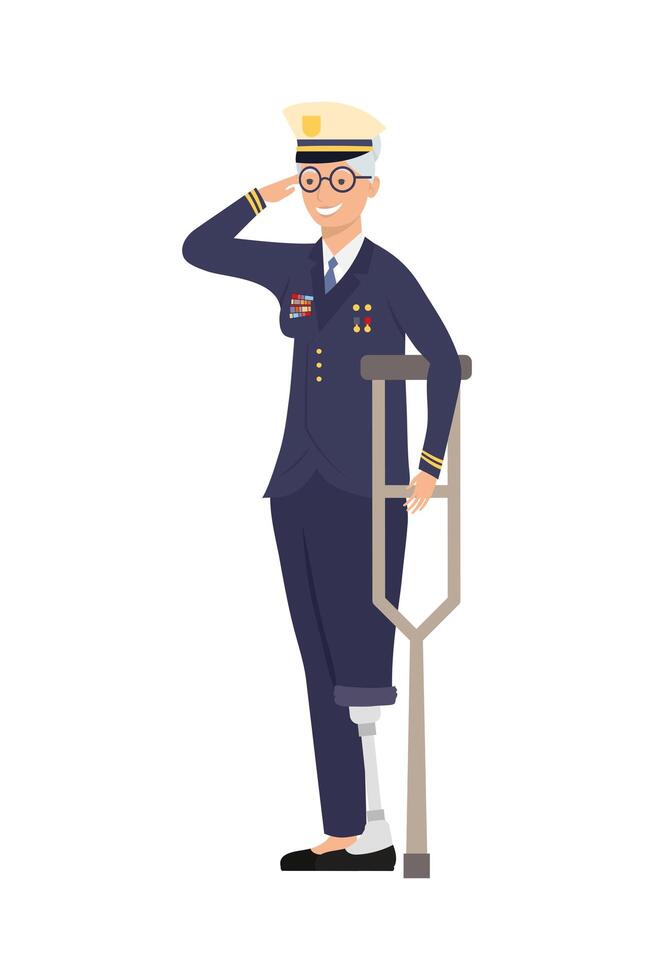 Veteran woman with prosthetic leg vector