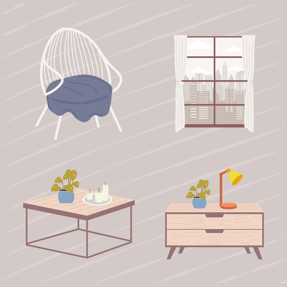 iconos de casa cómoda vector