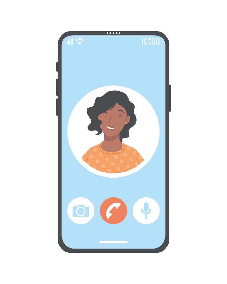 Woman in smartphone in video call vector