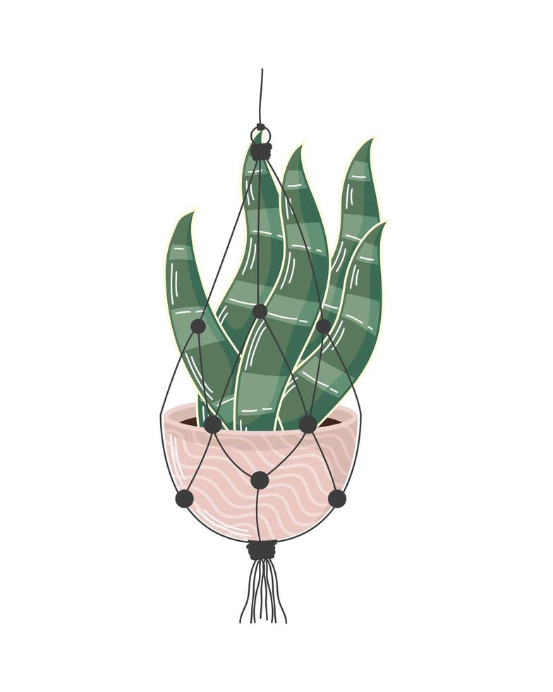 percha de macramé rosa vector