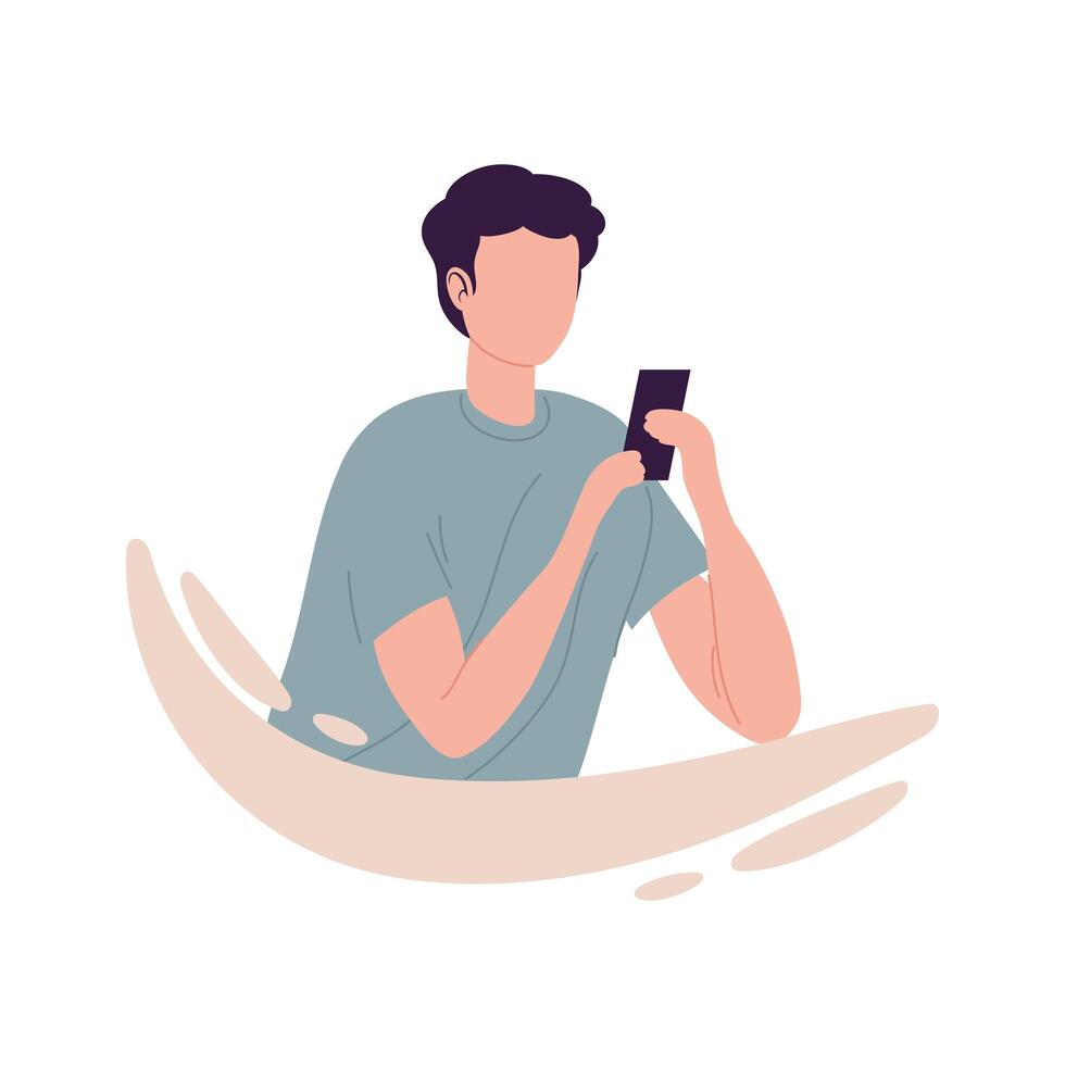 hombre usando un teléfono inteligente vector