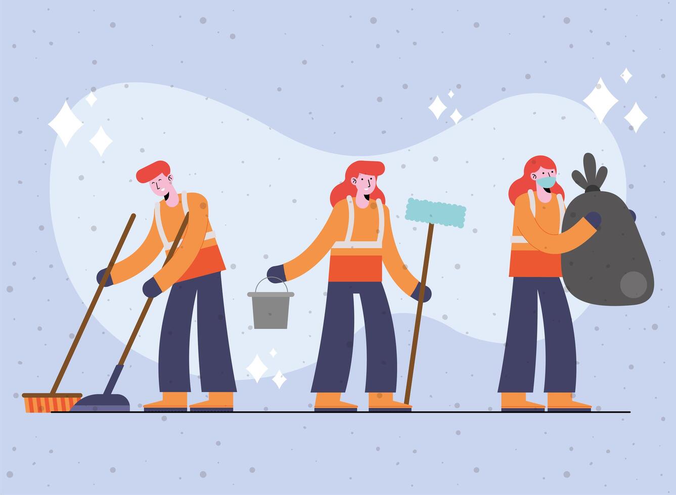 cleaning persons team vector