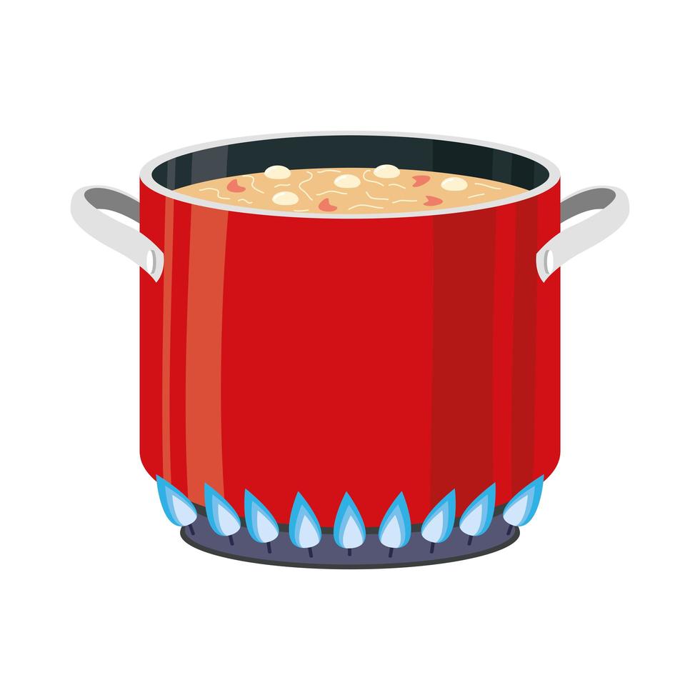 kitchen pot cooking soup vector