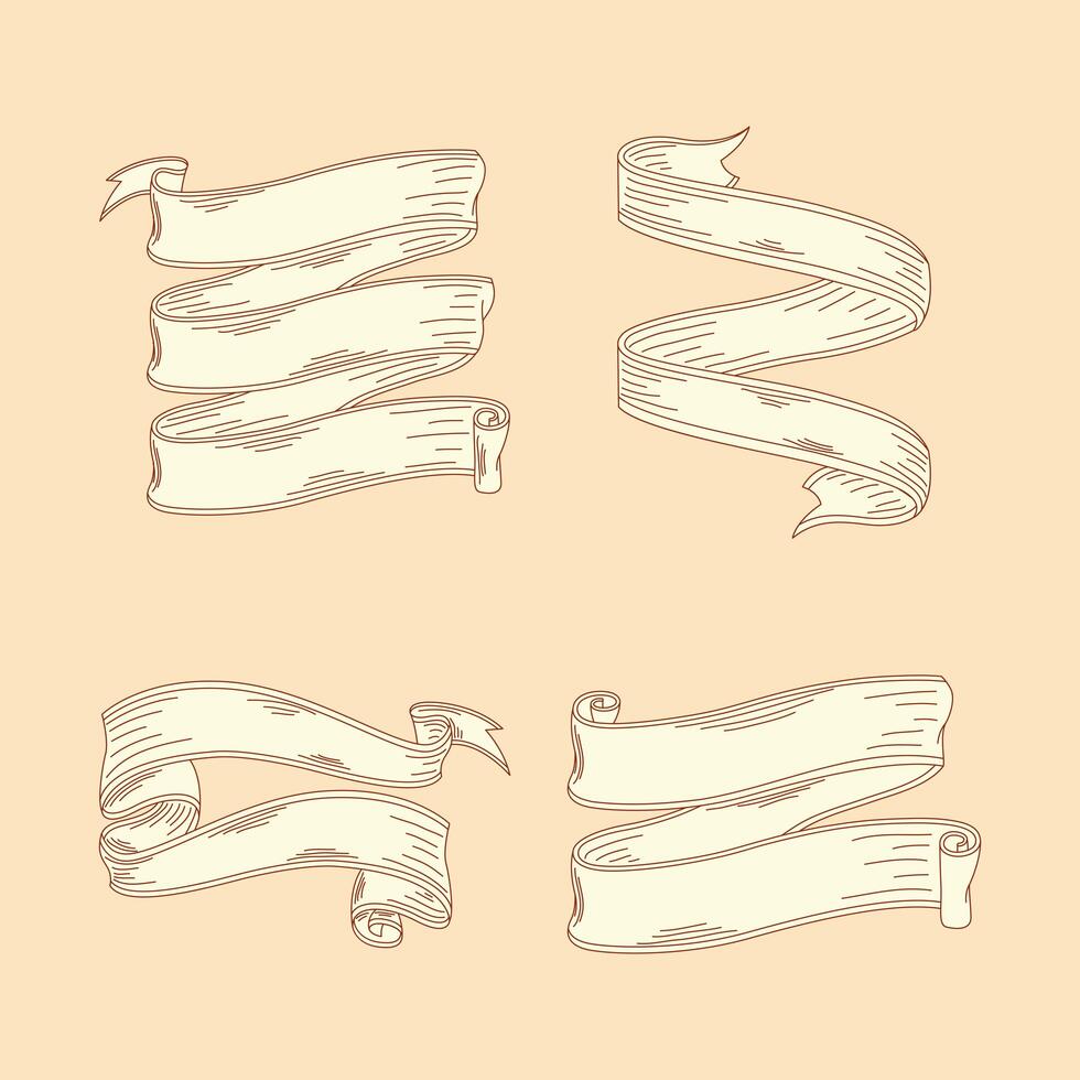 four sketch ribbons vector