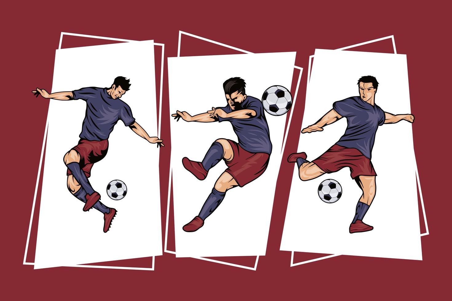 three soccer players vector