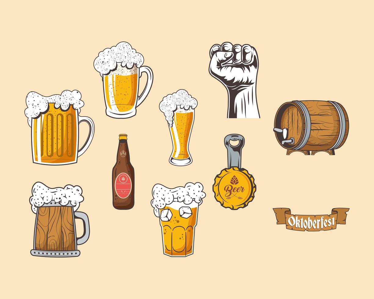 ten oktoberfest icons vector