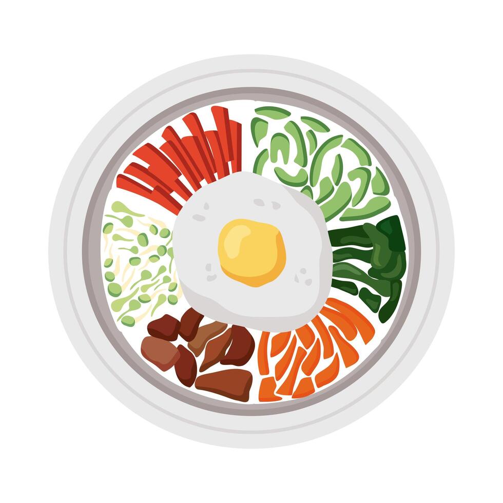 Bibimbap comida coreana vector