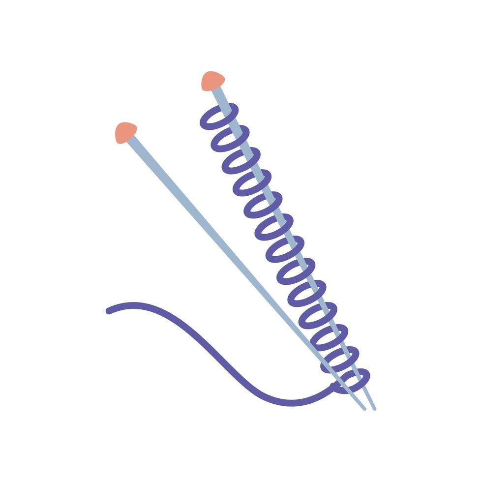 agujas e hilo de tejer vector