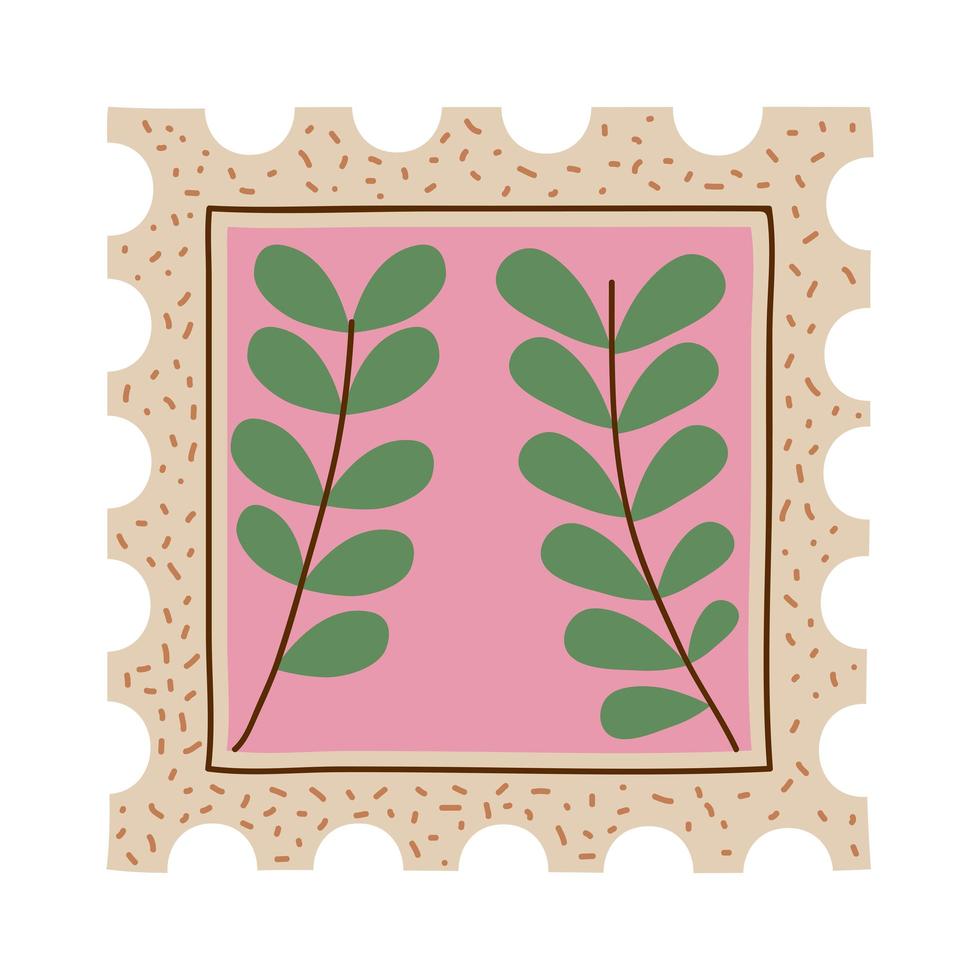 leafs in postal stamp vector