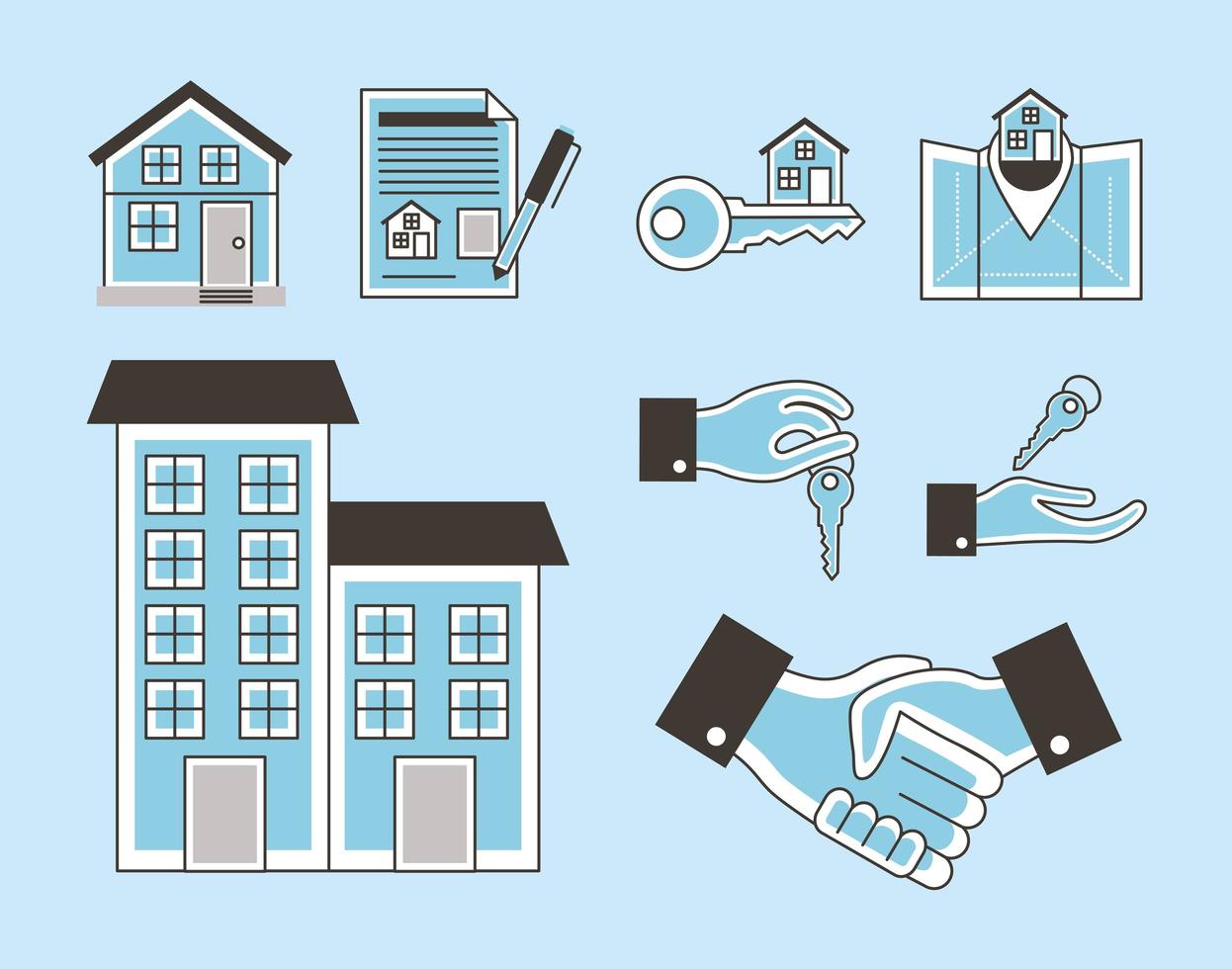 real estate nine icons vector