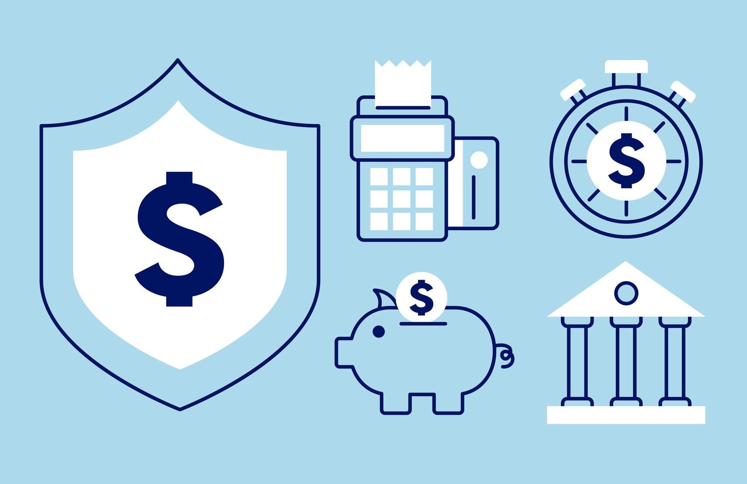 shield with money icon set vector