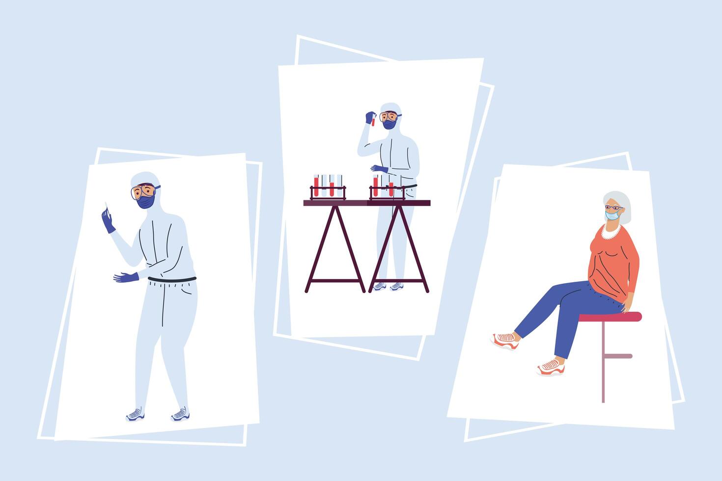 three covid19 testing icons vector
