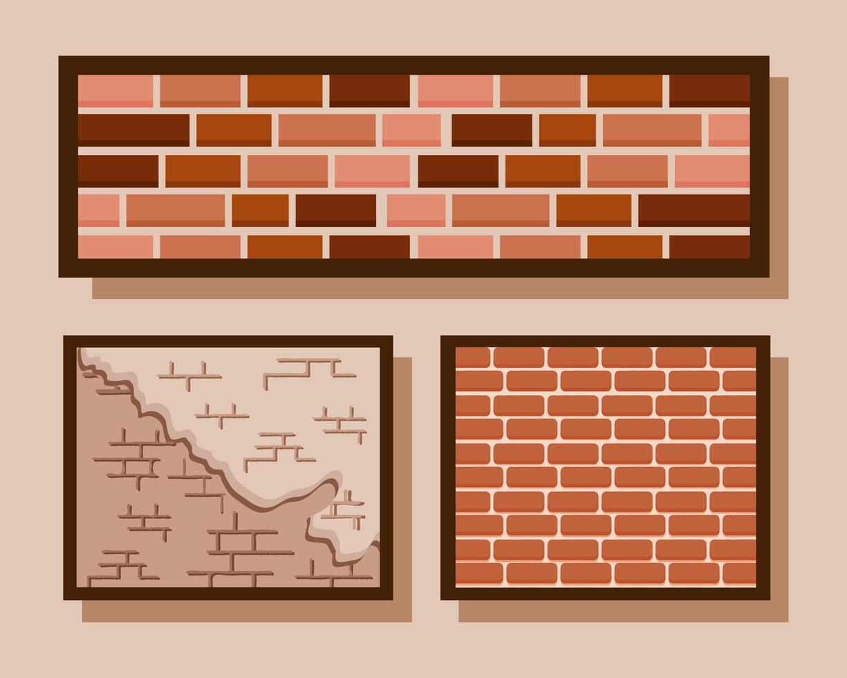 three orange walls structures vector