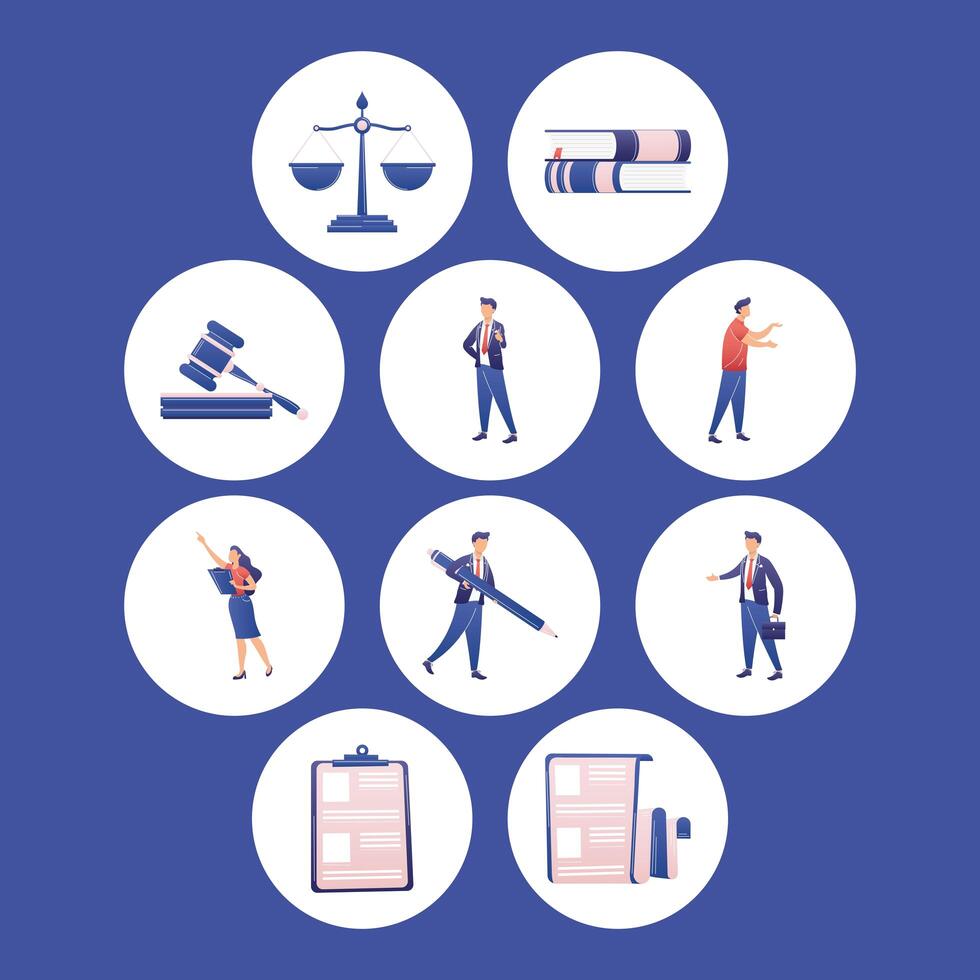 law icon collection vector