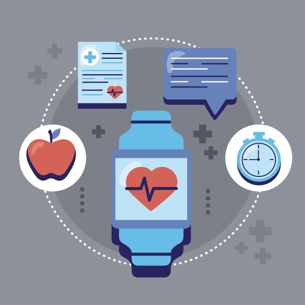 health app in smartwatch vector