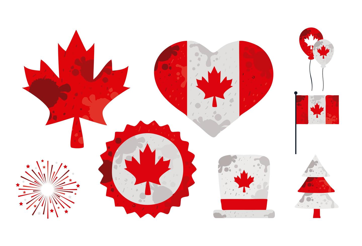 eight canada day icons vector