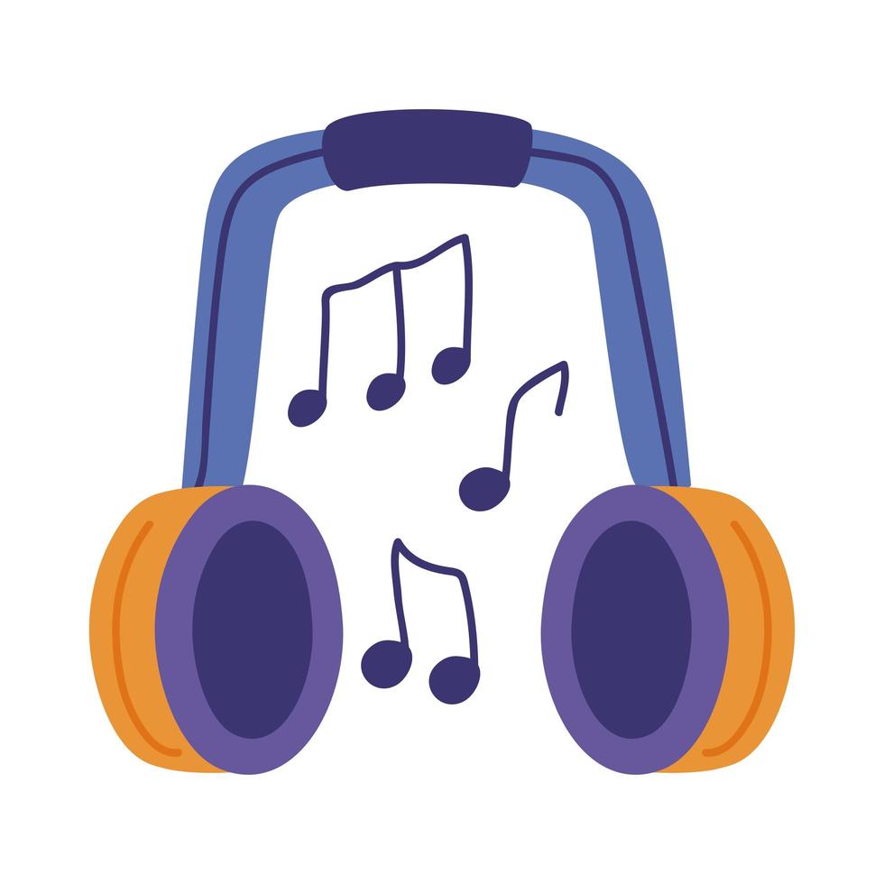 Headphones with music notes vector