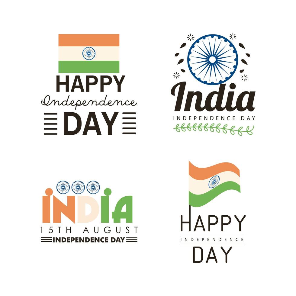 India independence day banners icon set vector