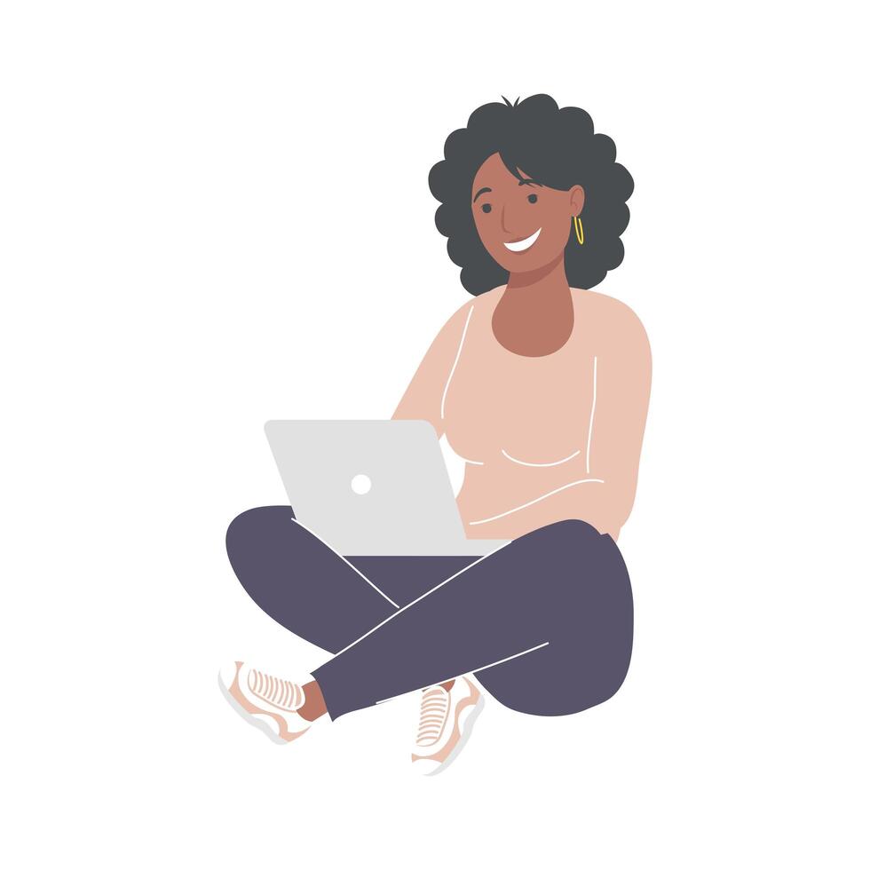 woman with laptop vector