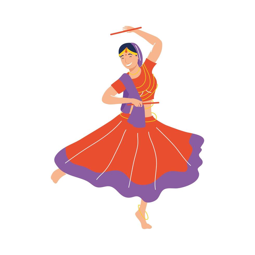 navratri female dancer character vector