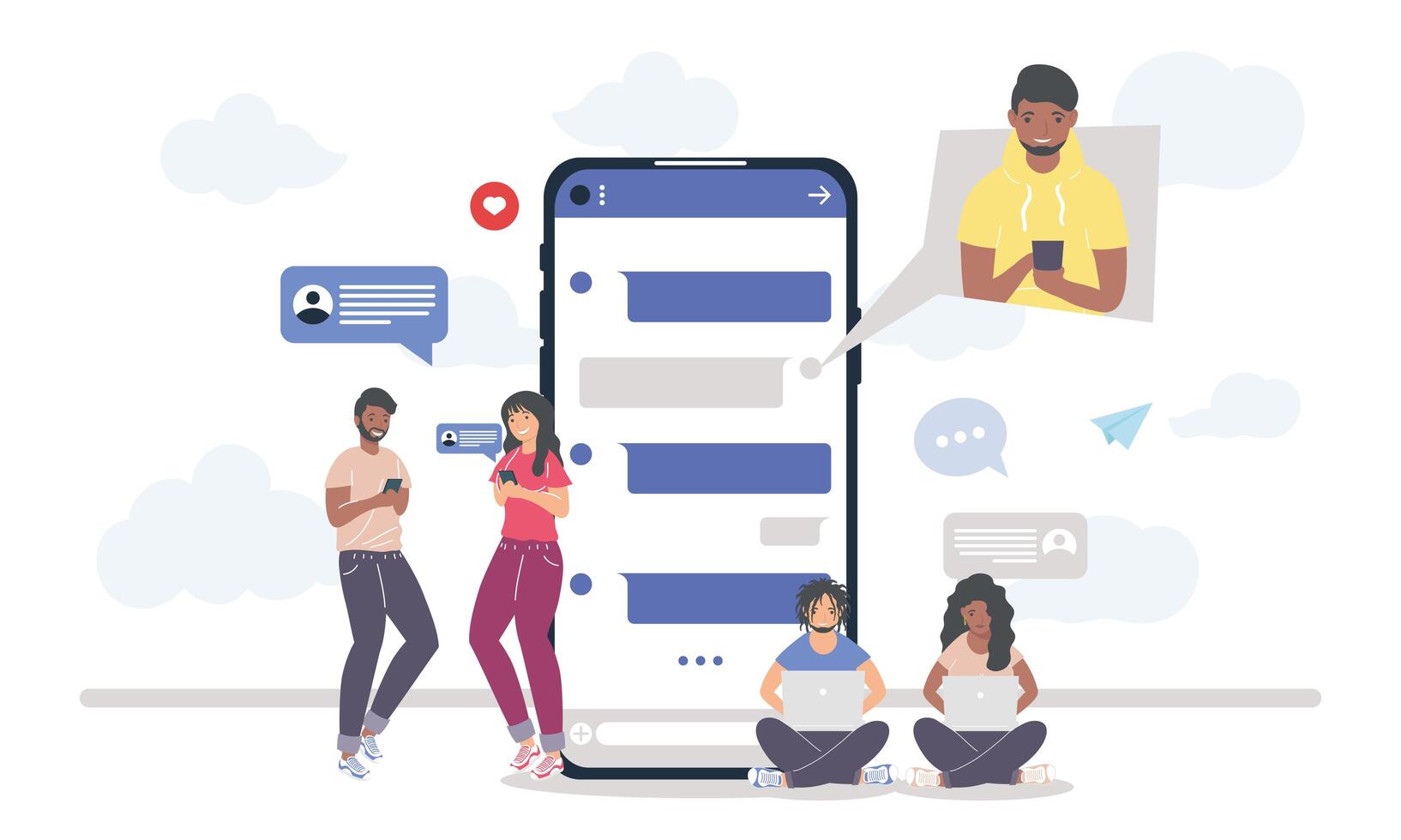 mensajería de personas de teléfonos inteligentes vector