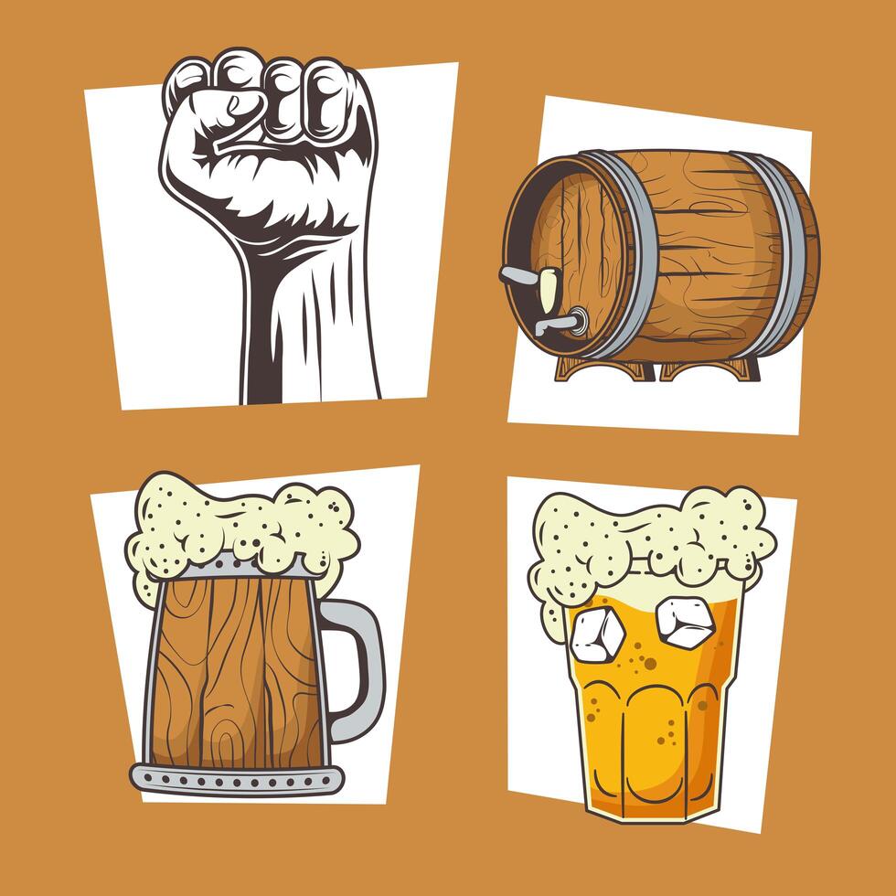 cuatro iconos de oktoberfest vector