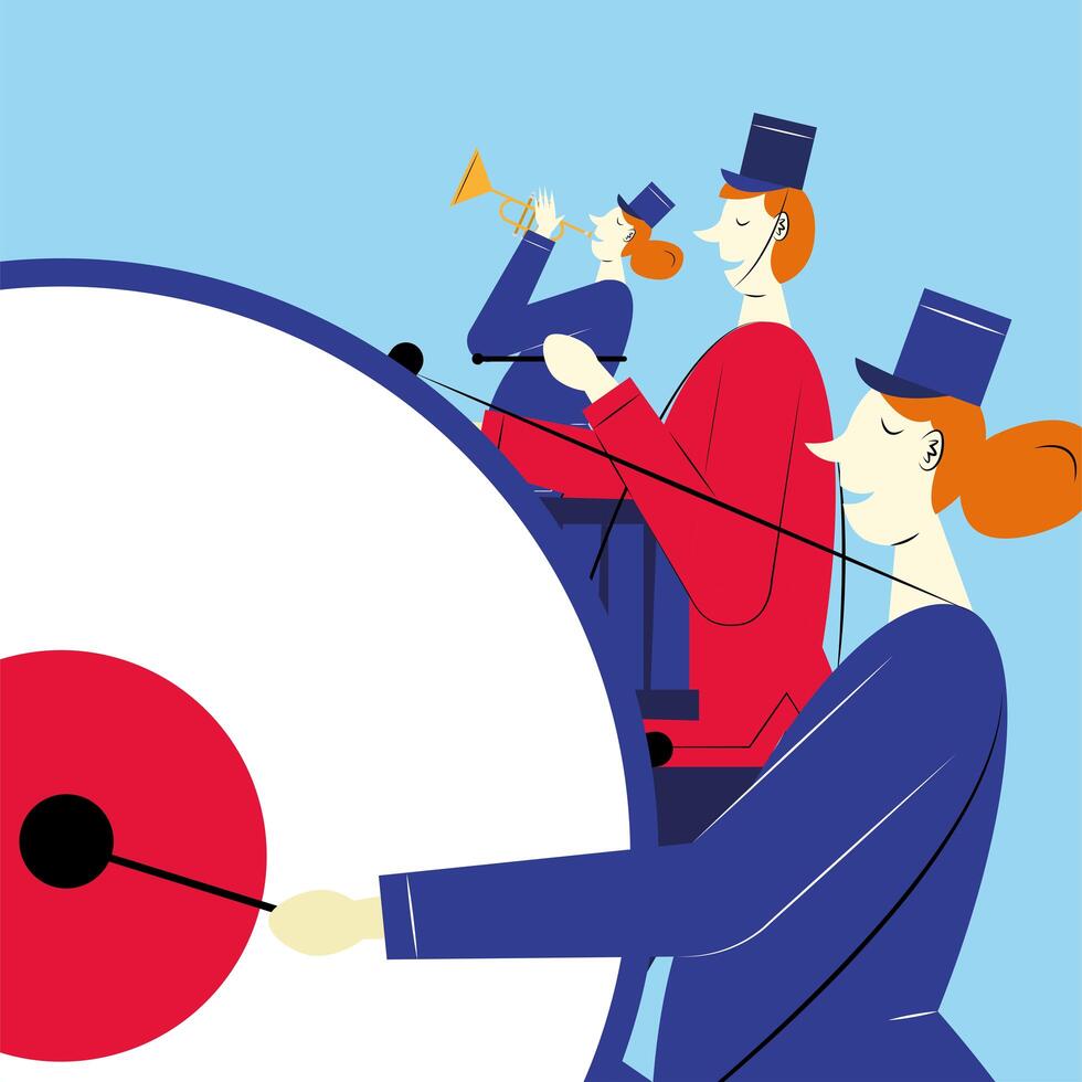 french musicians marching band vector