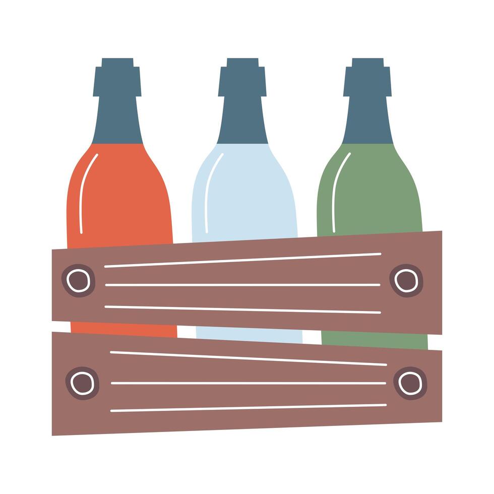 wine bottles basket vector