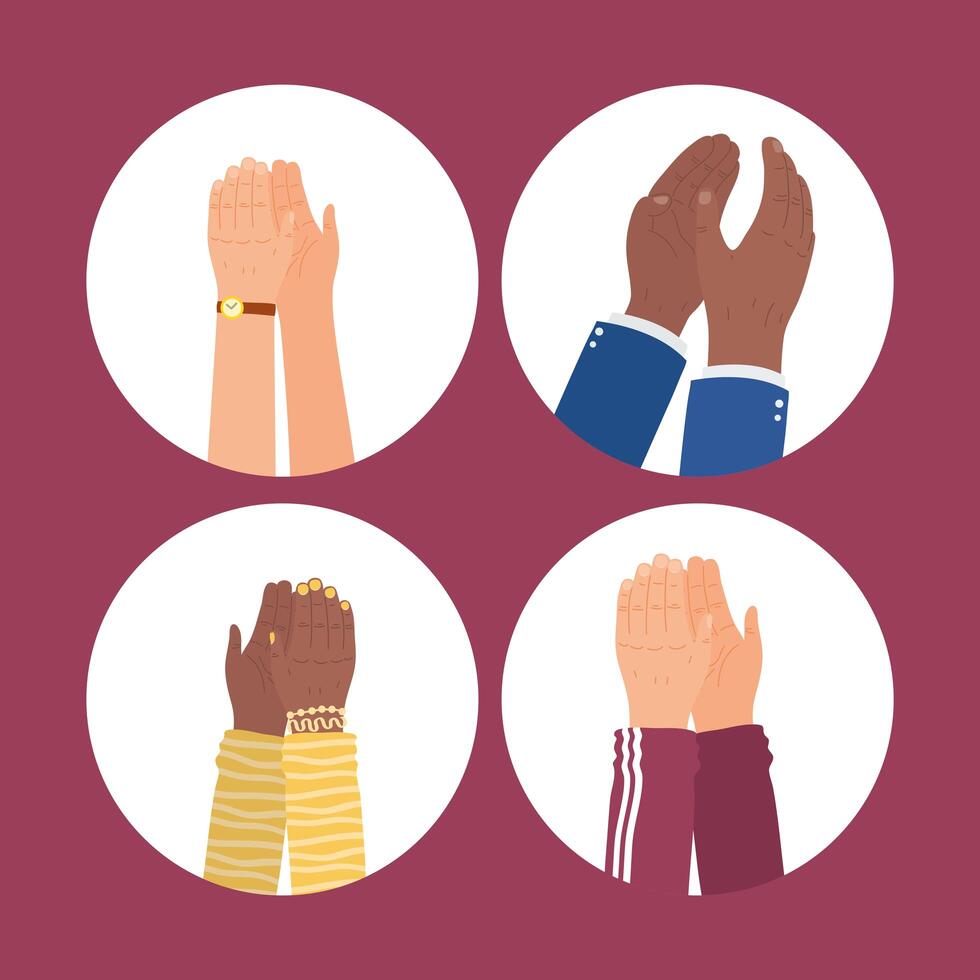 hands clapping icon group vector