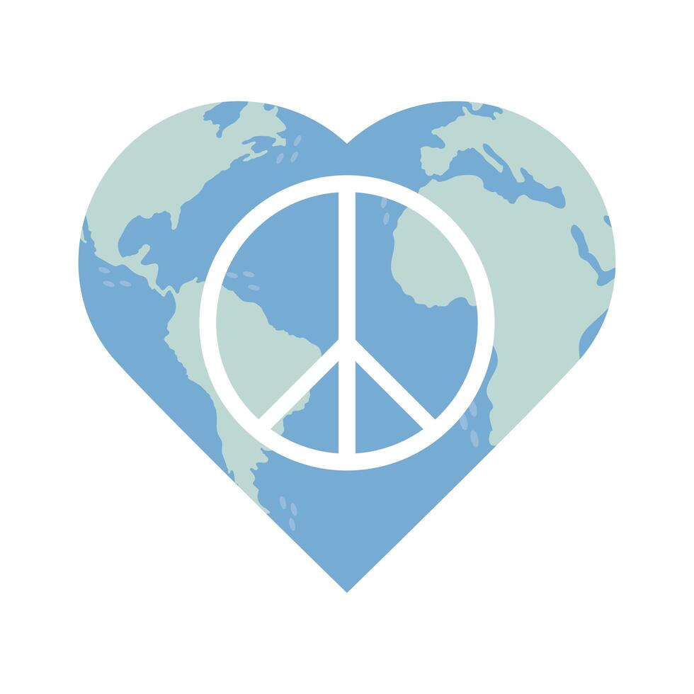 corazón mundial con paz vector