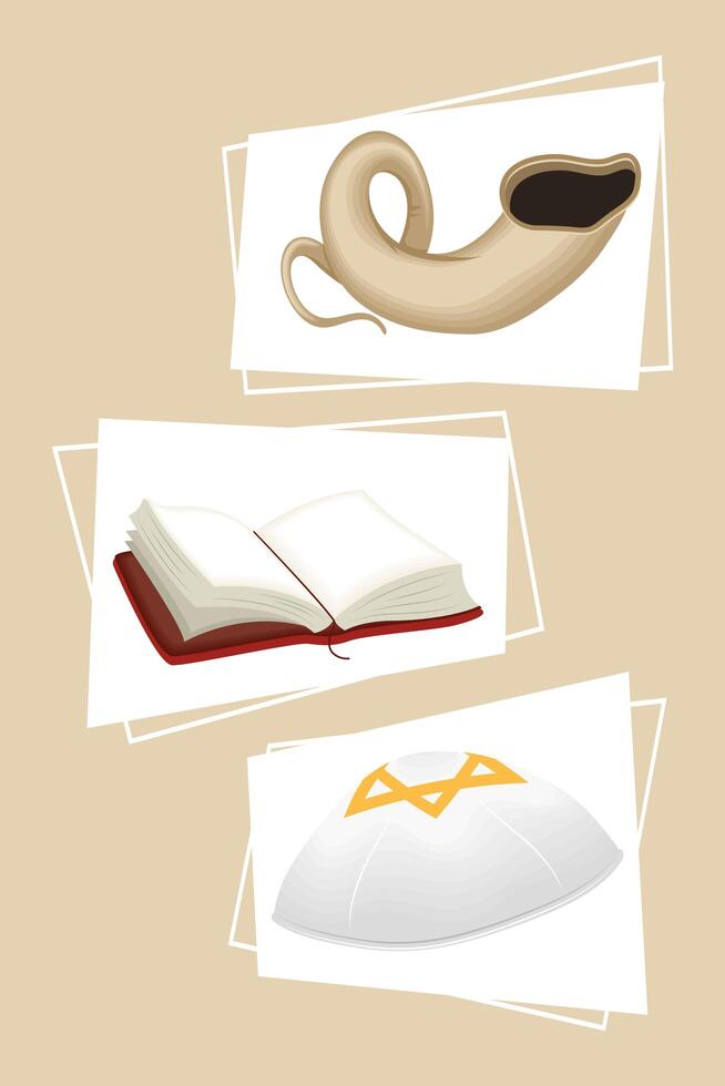 yom kippur three icons vector