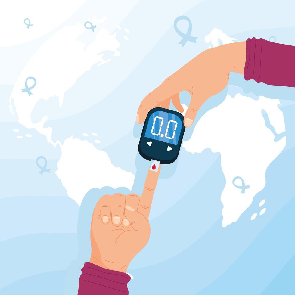 hands using glucometer vector