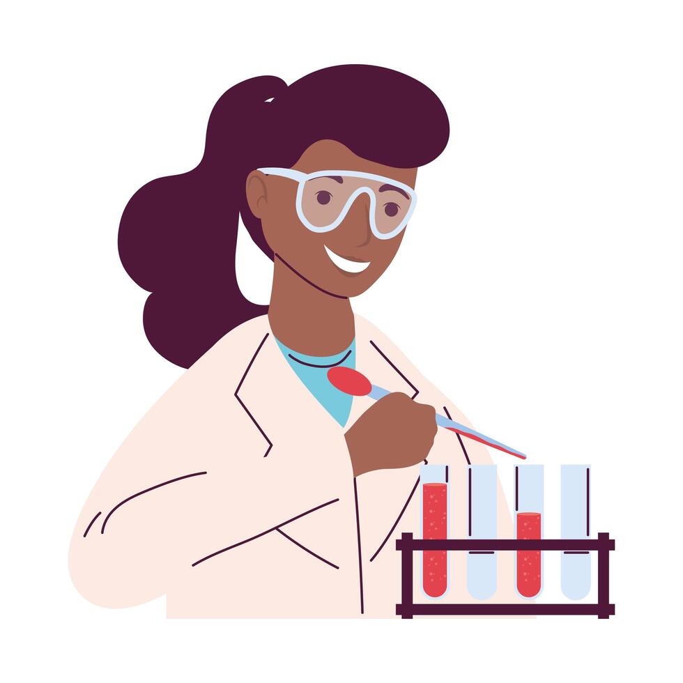 afro female scientist character vector