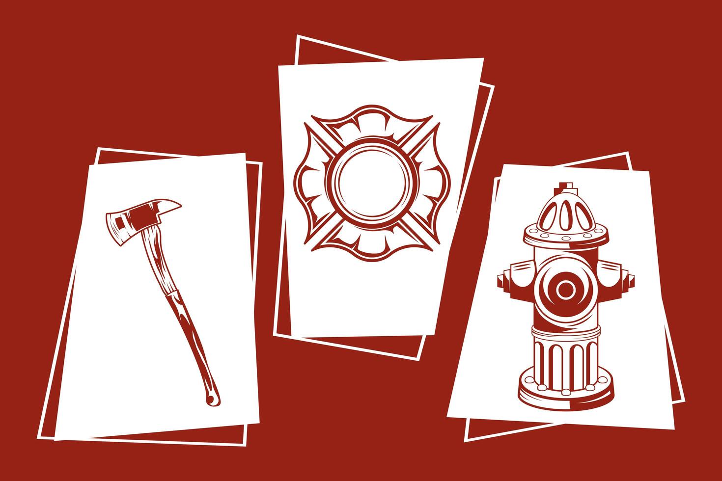 firefighter icon collection design vector