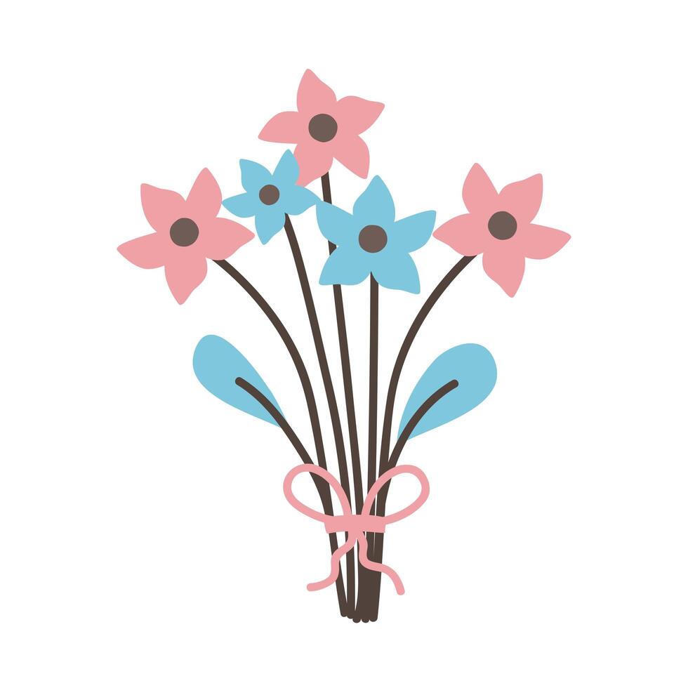 pink flowers with bowtie vector