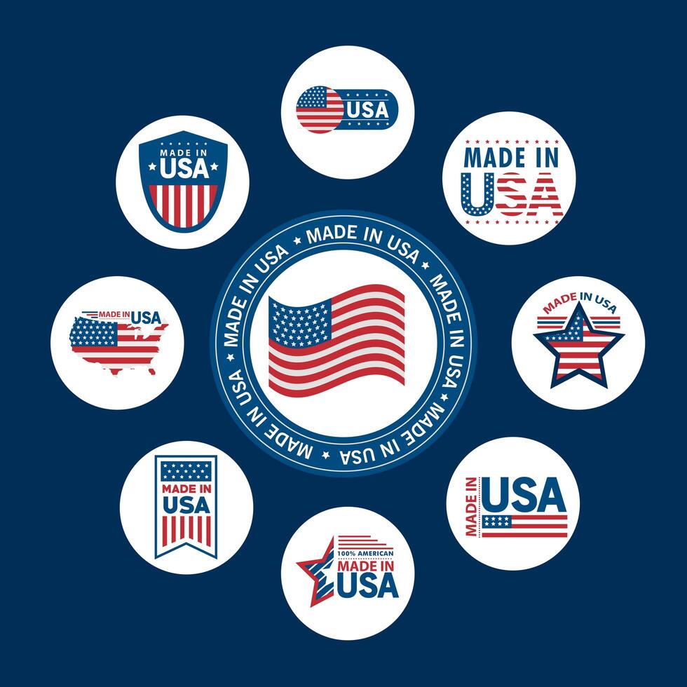 nine made in usa seals vector