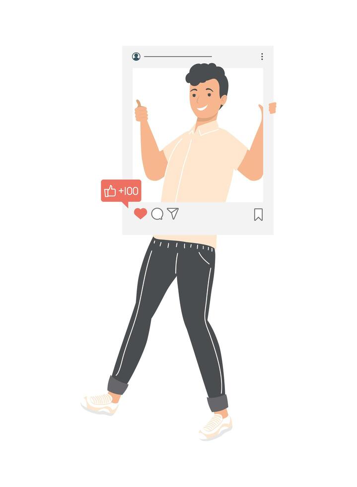 hombre en la imagen de las redes sociales vector