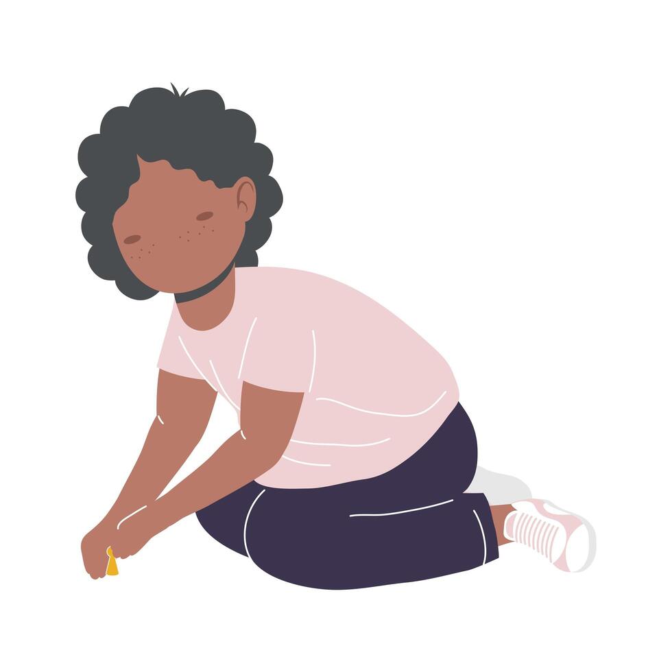 little afro girl playing vector