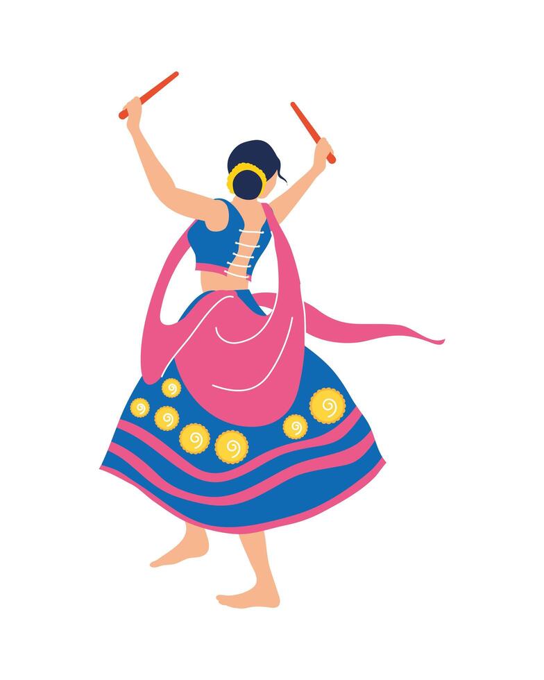 navratri lady dancer character vector