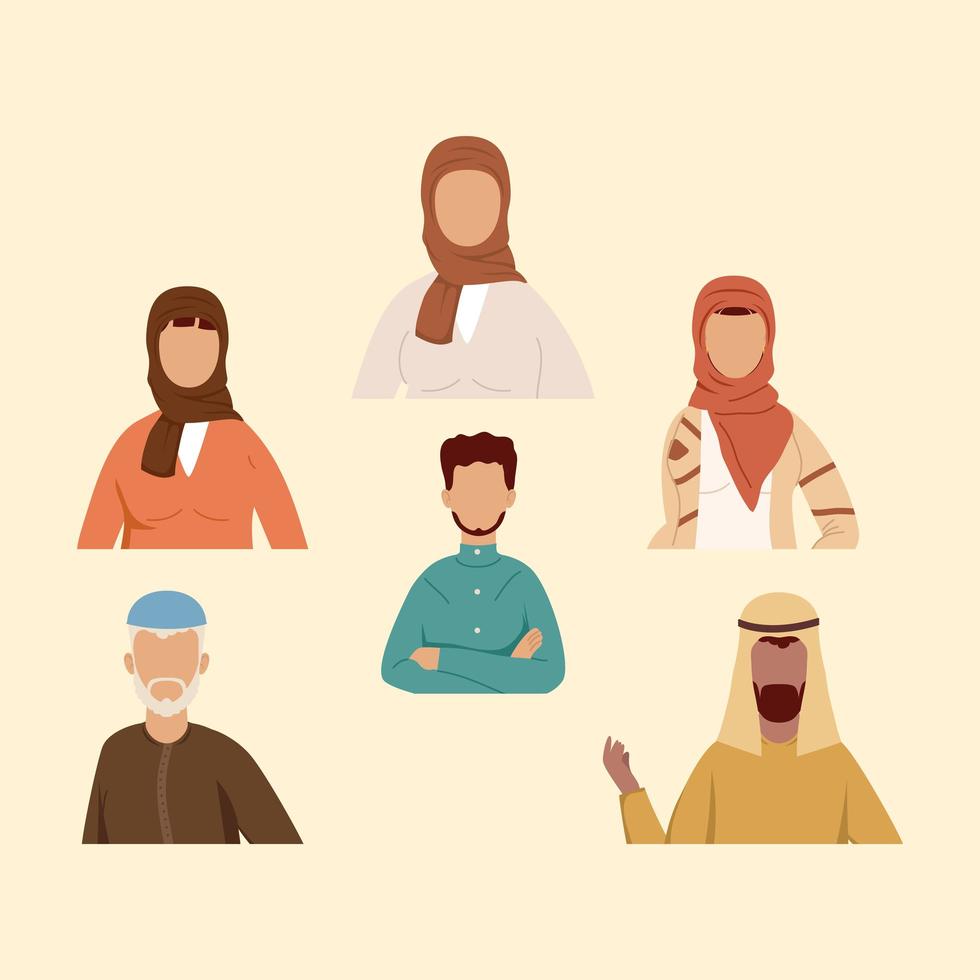 comunidad musulmana seis personas vector