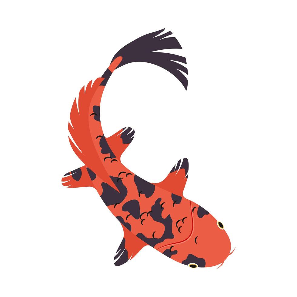 orange and black koi fish vector