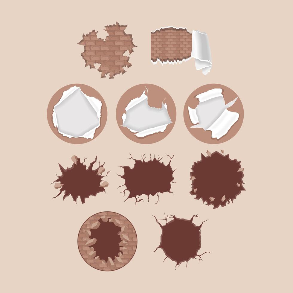 papers and walls cracked vector