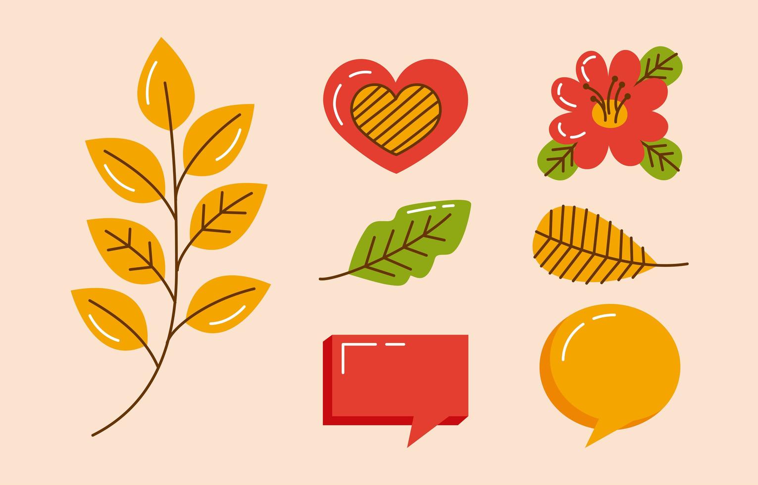 seven autumn icons vector