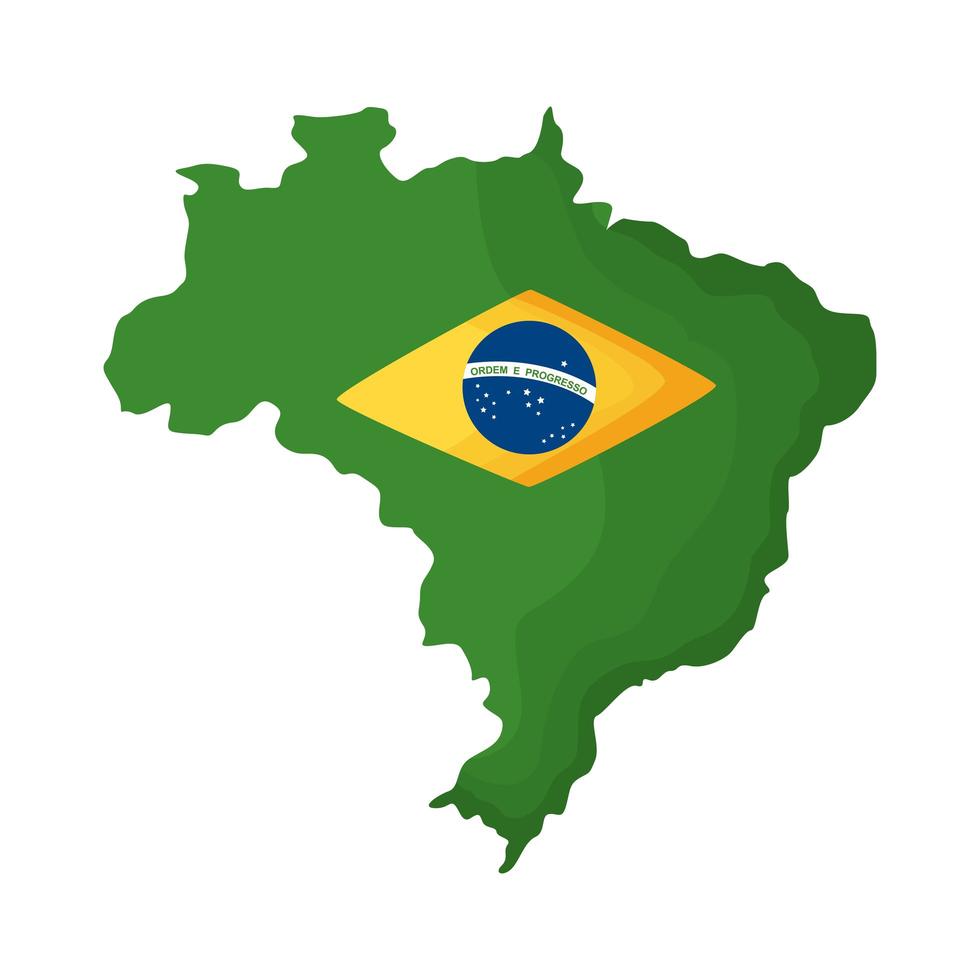 mapa de brasil con bandera vector