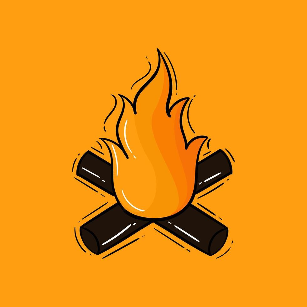 hand drawn illustration of a bonfire vector