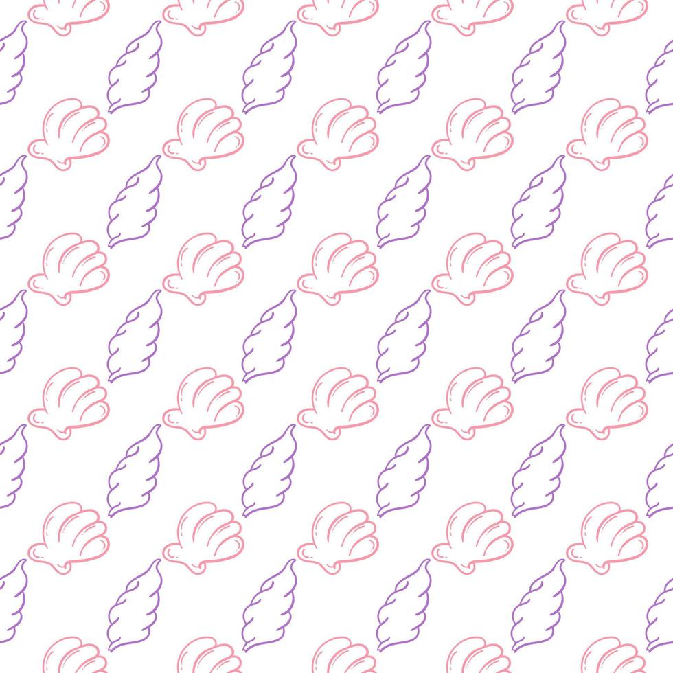seashell seamless pattern in pink and purple vector