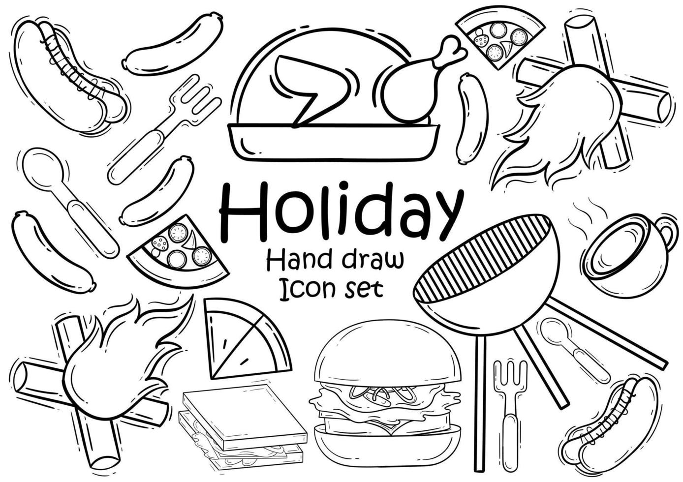 collection of hand drawn illustrations on a holiday or travel theme vector